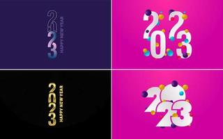 gran conjunto de diseño de texto del logo de feliz año nuevo 2023. Plantilla de diseño de número 2023. colección de símbolos de feliz año nuevo 2023 vector