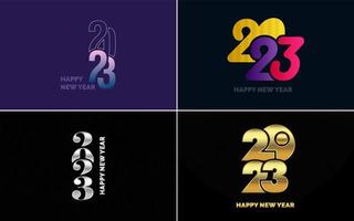 gran conjunto 2023 feliz año nuevo diseño de texto de logotipo negro. Plantilla de diseño de 20 23 números. colección de símbolos de 2023 feliz año nuevo vector