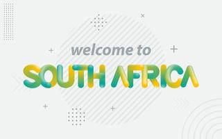 bienvenido a sudáfrica. tipografía creativa con efecto de mezcla 3d