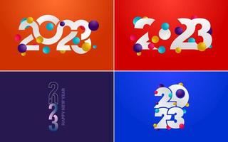 conjunto de diseño de logotipo 2023 feliz año nuevo. Plantilla de diseño de número 2023. decoración navideña 2023 símbolos de feliz año nuevo. diseño moderno de navidad para banner. red social. portada y calendario vector