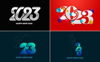 Big Set of 2023 Happy New Year logo text design. 2023 number design template. Collection of 2023 Happy New Year symbols vector
