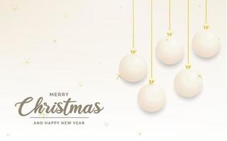 Festive Christmas decoration White and gold christmas balls for website. social networks. blog or your video channel vector