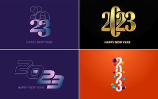 Happy New Year 2023 text design Pack. for Brochure design template. card. banner vector