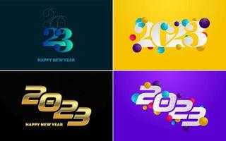 Big set 2023 Happy New Year black logo text design. 20 23 number design template. Collection of symbols of 2023 Happy New Year vector