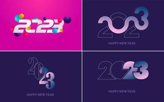 Big set 2023 Happy New Year black logo text design. 20 23 number design template. Collection of symbols of 2023 Happy New Year vector