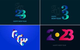 conjunto de diseño de logotipo 2023 feliz año nuevo. Plantilla de diseño de número 2023. decoración navideña 2023 símbolos de feliz año nuevo. diseño moderno de navidad para banner. red social. portada y calendario vector