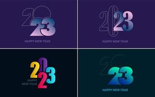 Happy New Year 2023 text design Pack. for Brochure design template. card. banner vector