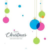 Flat merry christmas decorative Ball elements hanging background vector