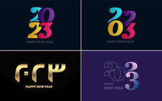 Big set 2023 Happy New Year black logo text design. 20 23 number design template. Collection of symbols of 2023 Happy New Year vector