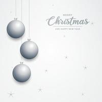 Elegant shiny white Christmas background with Silver baubles and place for text vector