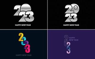 Happy New Year 2023 text design Pack. for Brochure design template. card. banner vector