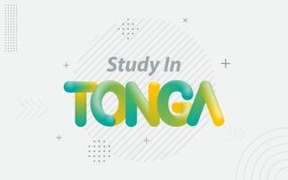 estudiar en tonga tipografía creativa con efecto de mezcla 3d vector