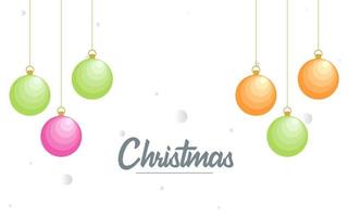 Flat merry christmas Glossy  decorative Ball elements hanging background vector