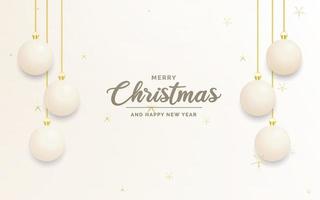 Festive Christmas decoration White and gold christmas balls for website. social networks. blog or your video channel vector