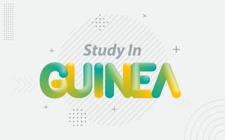 estudiar en guinea tipografía creativa con efecto de mezcla 3d vector