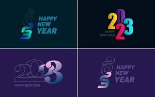 Happy New Year 2023 text design Pack. for Brochure design template. card. banner vector