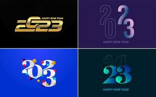 gran conjunto 2023 feliz año nuevo diseño de texto de logotipo negro. Plantilla de diseño de 20 23 números. colección de símbolos de 2023 feliz año nuevo vector