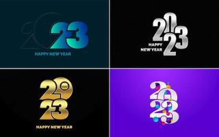 Happy New Year 2023 text design Pack. for Brochure design template. card. banner vector