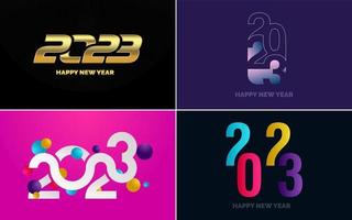 Happy New Year 2023 text design Pack. for Brochure design template. card. banner vector