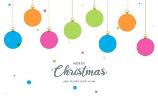 Flat merry christmas decorative Ball elements hanging background vector