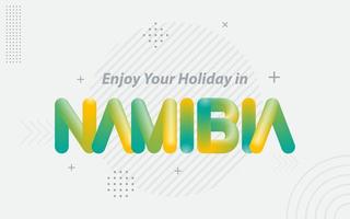 disfrute de sus vacaciones en namibia. tipografía creativa con efecto de mezcla 3d vector