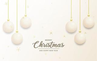 Festive Christmas decoration White and gold christmas balls for website. social networks. blog or your video channel vector