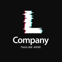 L Glitch Logo. Business Brand identity design vector