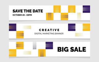 Save the Date. Creative Digital Marketing and Big Sale Geometric Banner vector