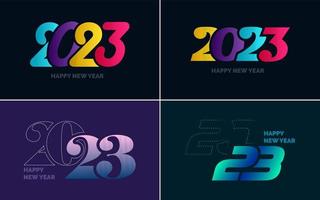 Happy New Year 2023 text design Pack. for Brochure design template. card. banner vector