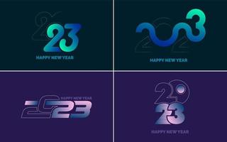 conjunto de diseño de logotipo 2023 feliz año nuevo. Plantilla de diseño de número 2023. decoración navideña 2023 símbolos de feliz año nuevo. diseño moderno de navidad para banner. red social. portada y calendario vector