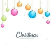 Flat merry christmas Glossy  decorative Ball elements hanging background vector