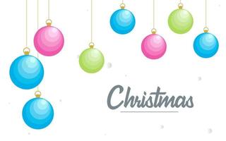 Flat merry christmas Glossy  decorative Ball elements hanging background vector