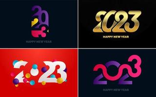 gran conjunto 2023 feliz año nuevo diseño de texto de logotipo negro. Plantilla de diseño de 20 23 números. colección de símbolos de 2023 feliz año nuevo vector