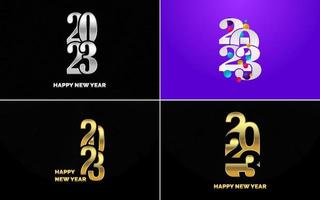 gran conjunto 2023 feliz año nuevo diseño de texto de logotipo negro. Plantilla de diseño de 20 23 números. colección de símbolos de 2023 feliz año nuevo vector