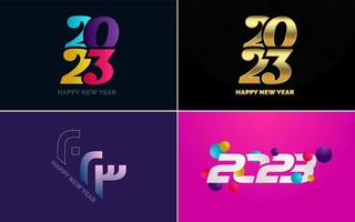 Big set 2023 Happy New Year black logo text design. 20 23 number design template. Collection of symbols of 2023 Happy New Year vector