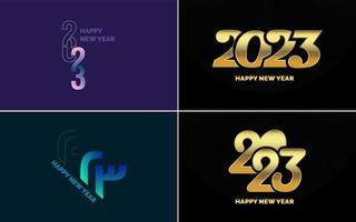 conjunto de diseño de logotipo 2023 feliz año nuevo. Plantilla de diseño de número 2023. decoración navideña 2023 símbolos de feliz año nuevo. diseño moderno de navidad para banner. red social. portada y calendario vector