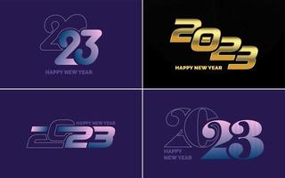 Happy New Year 2023 text design Pack. for Brochure design template. card. banner vector