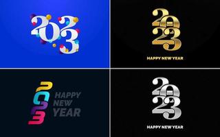 gran conjunto de diseño de texto del logo de feliz año nuevo 2023. Plantilla de diseño de número 2023. colección de símbolos de feliz año nuevo 2023 vector