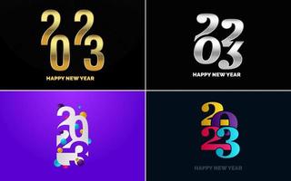 Happy New Year 2023 text design Pack. for Brochure design template. card. banner vector