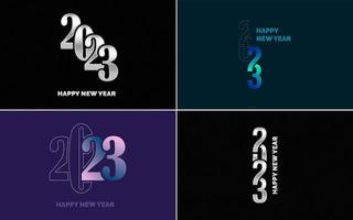 conjunto de diseño de logotipo 2023 feliz año nuevo. Plantilla de diseño de número 2023. decoración navideña 2023 símbolos de feliz año nuevo. diseño moderno de navidad para banner. red social. portada y calendario vector