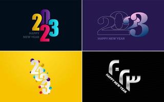 Big set 2023 Happy New Year black logo text design. 20 23 number design template. Collection of symbols of 2023 Happy New Year vector