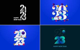 Happy New Year 2023 text design Pack. for Brochure design template. card. banner vector