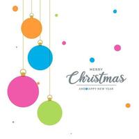 Flat merry christmas decorative Ball elements hanging background vector