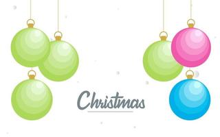 Flat merry christmas Glossy  decorative Ball elements hanging background vector