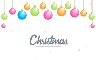 Flat merry christmas Glossy  decorative Ball elements hanging background vector