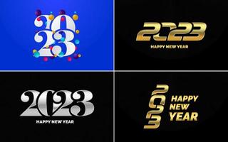 conjunto de diseño de logotipo 2023 feliz año nuevo. Plantilla de diseño de número 2023. decoración navideña 2023 símbolos de feliz año nuevo. diseño moderno de navidad para banner. red social. portada y calendario vector