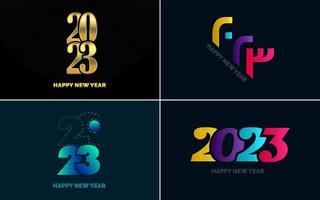 conjunto de diseño de logotipo 2023 feliz año nuevo. Plantilla de diseño de número 2023. decoración navideña 2023 símbolos de feliz año nuevo. diseño moderno de navidad para banner. red social. portada y calendario vector