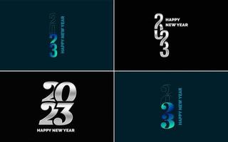 Happy New Year 2023 text design Pack. for Brochure design template. card. banner vector