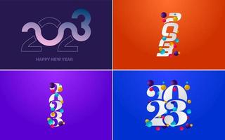 gran conjunto de diseño de texto del logo de feliz año nuevo 2023. Plantilla de diseño de número 2023. colección de símbolos de feliz año nuevo 2023 vector