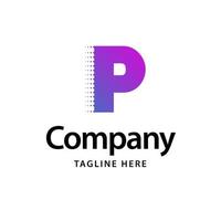 p logotipo morado. diseño de identidad de marca comercial vector